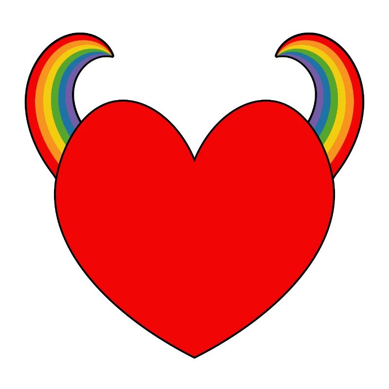 Rotes Herz mit Regenbogenhörnern