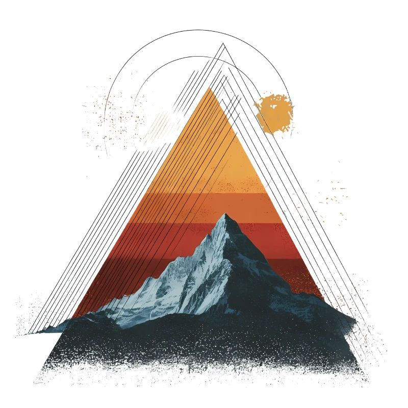 Mountain in Retro Triangle – Geometric Design