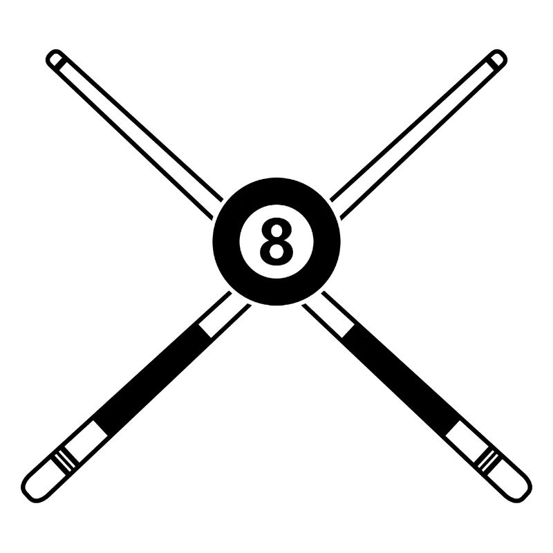 Queue de huit billes croisées avec des bâtons de billard