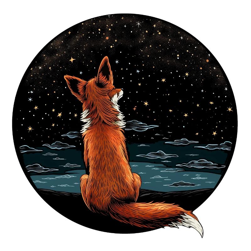 Fox with starry sky