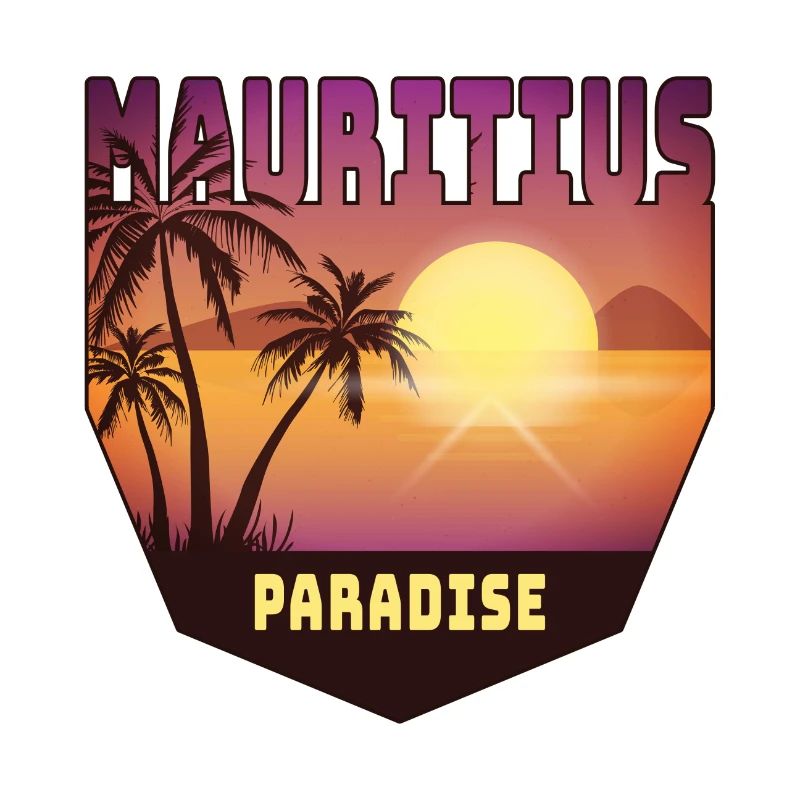 Mauritius design with palm trees and sun / gift