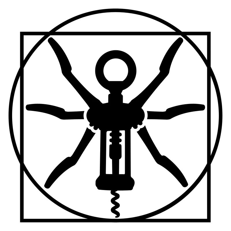 Vitruvian man wine cork screw Leonardo Da Vinci
