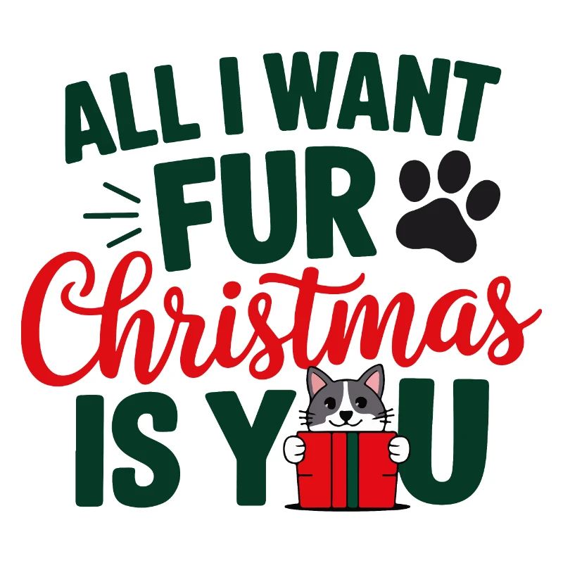 Citation de Noël festive en fourrure de chat