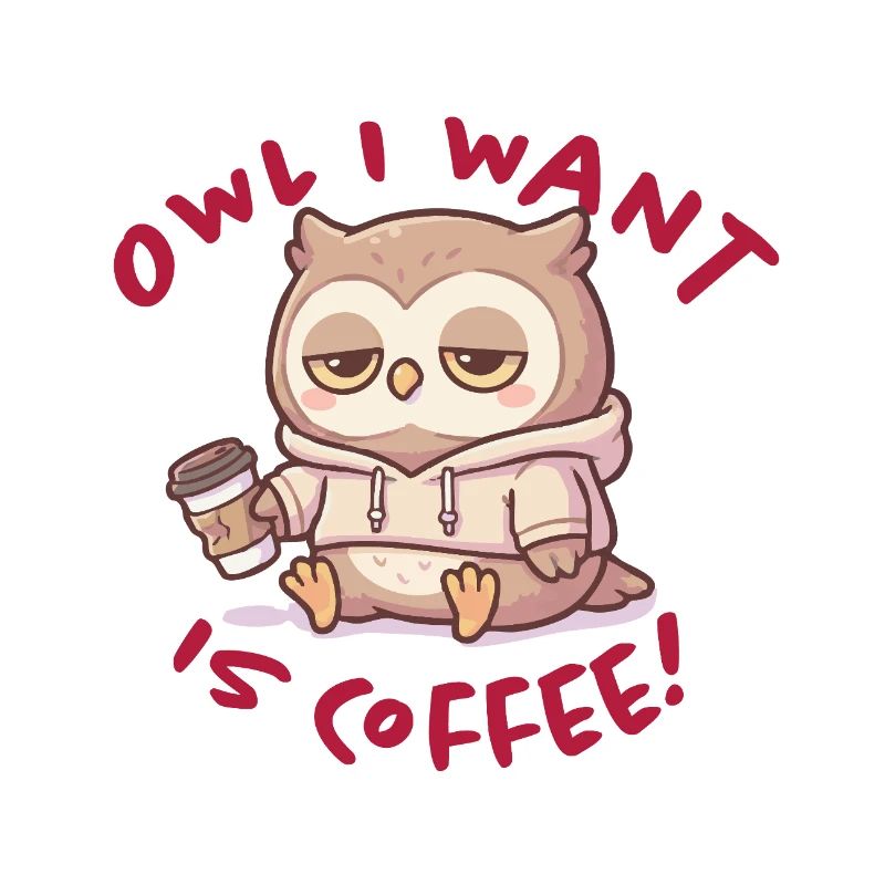 Sweat à capuche Coffee Love Owl Pullover