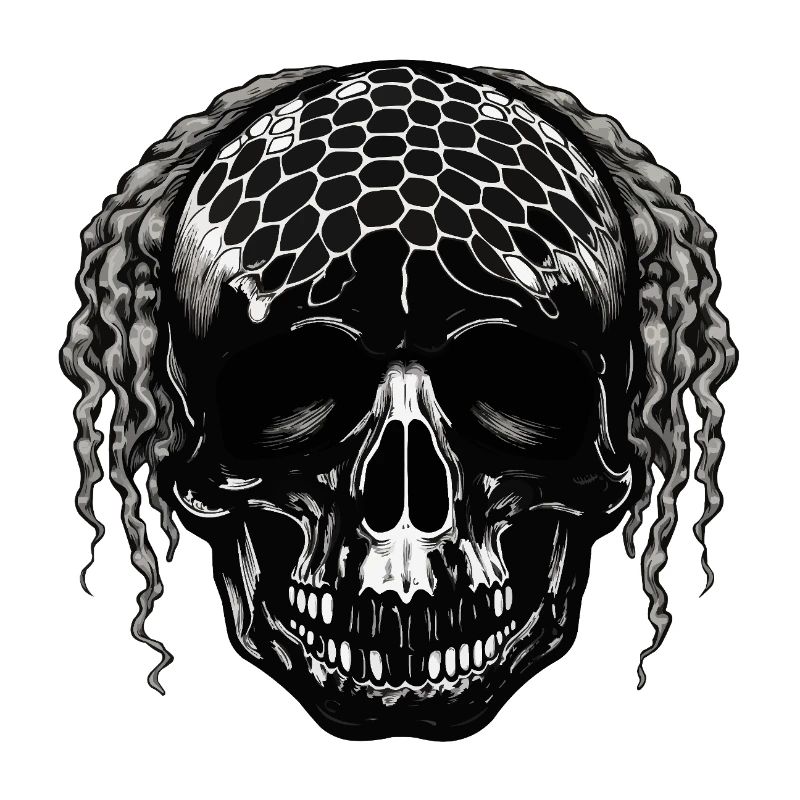 Crâne avec dreadlocks à motif de maillage