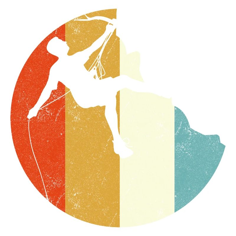 Climber Silhouette on Rainbow Gradient Globe