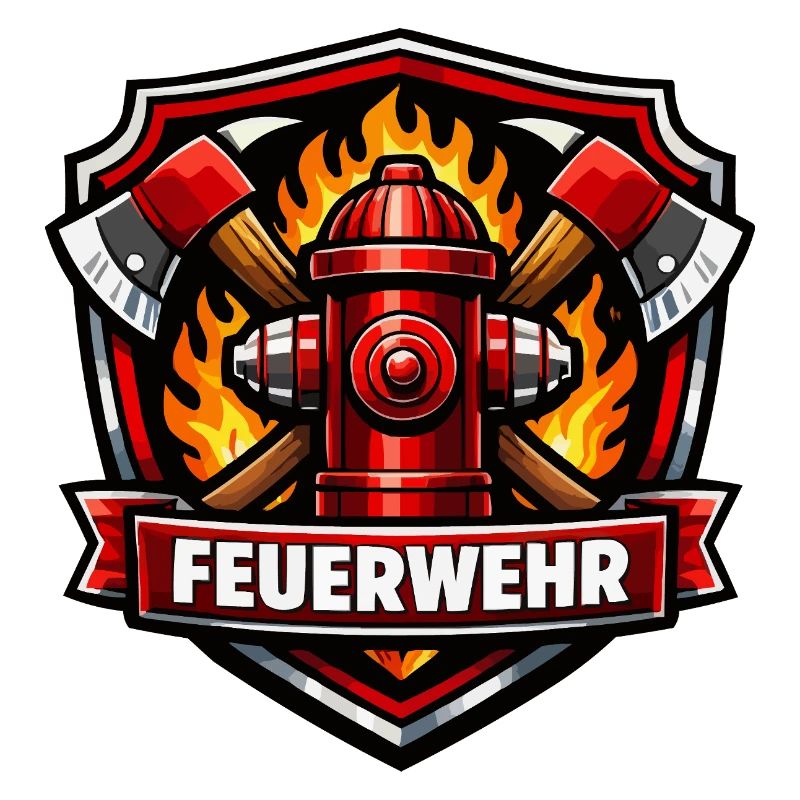 Fire Brigade Logo with Fire Hydrant and Flames