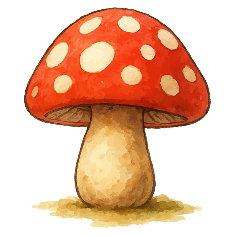Mushroom Comic Water Colors