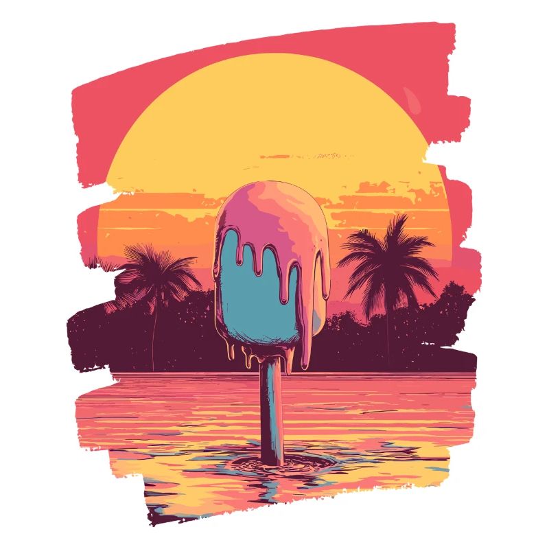 Glace et boule de glace coucher de soleil d’été