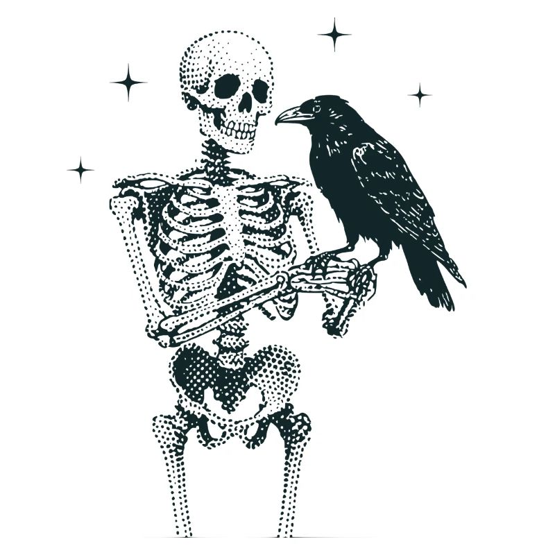 Skeleton with Raven