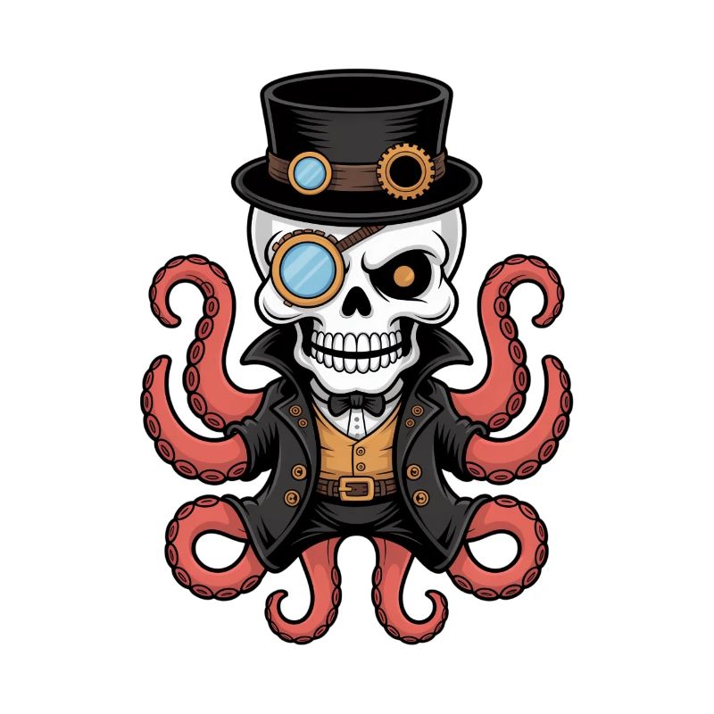Pieuvre dans le style steampunk avec monocle