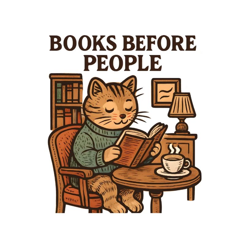 Livres devant les gens – lecture de chat