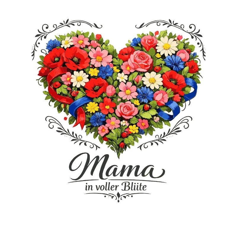 Mama in voller Blüte Blumenherz Muttertag