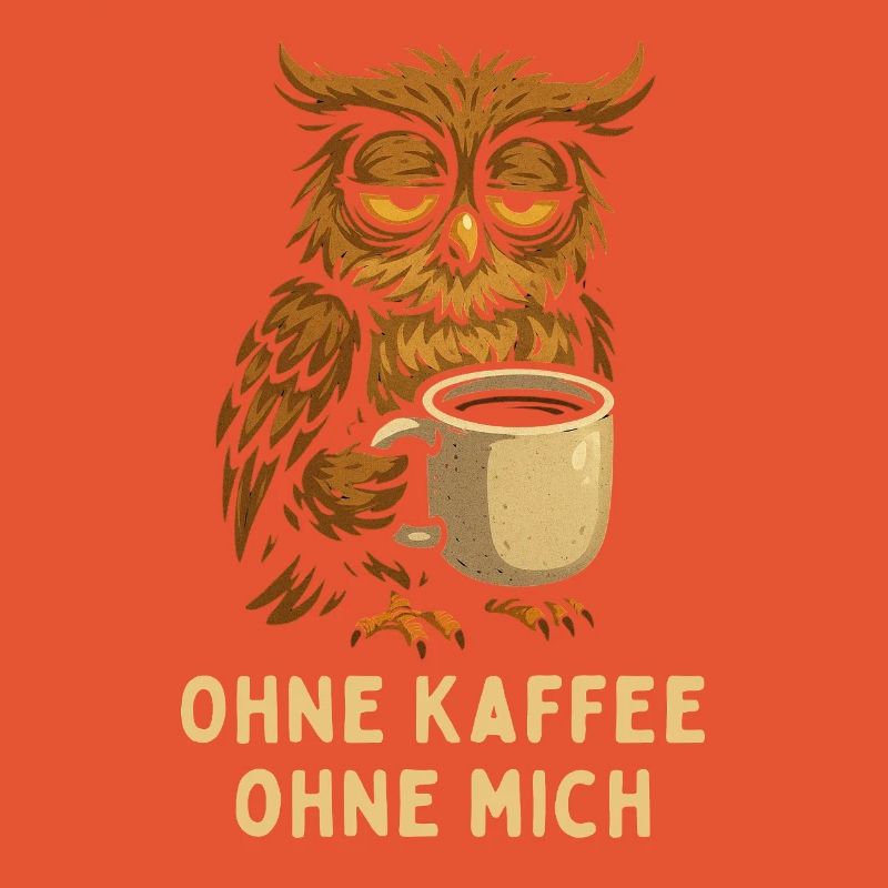 Nickernde Eule mit Kaffee