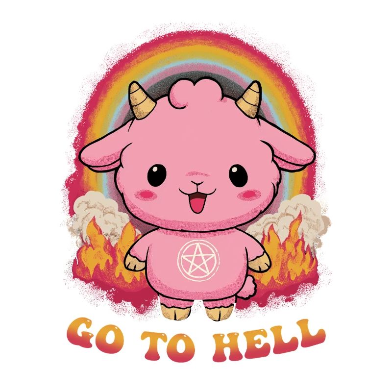 Pinkes Dämonchen mit Regenbogen