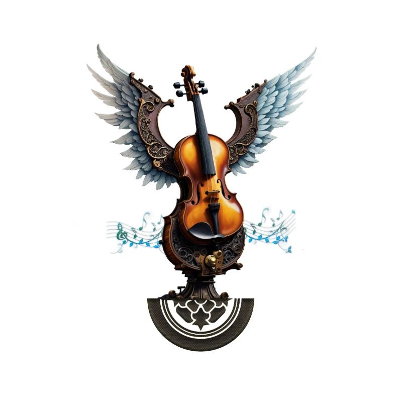 Wonderful elegant violin with wings.