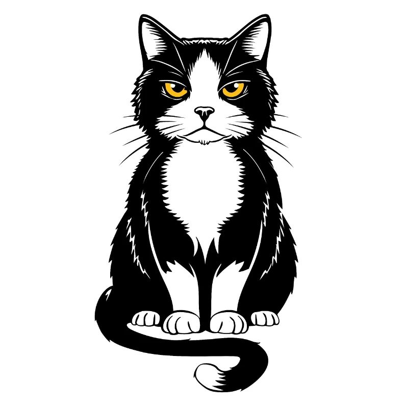 Bild einer sitzenden schwarzen Katze