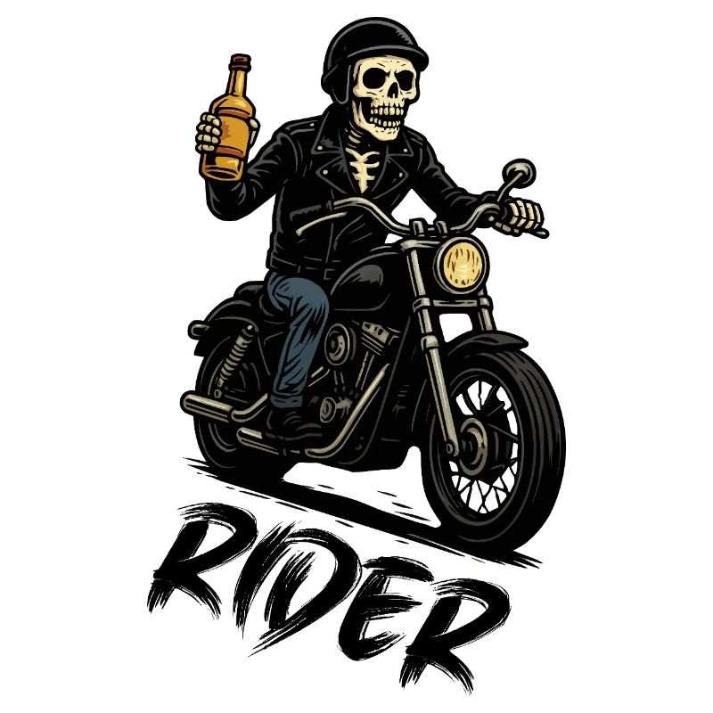 Skeleton biker with bottle