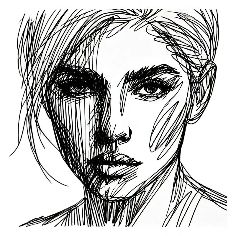 Portrait au trait expressif