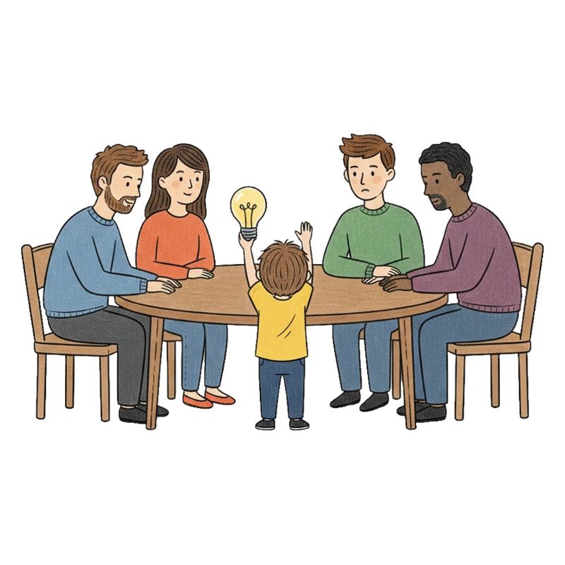 Collective idea around a table