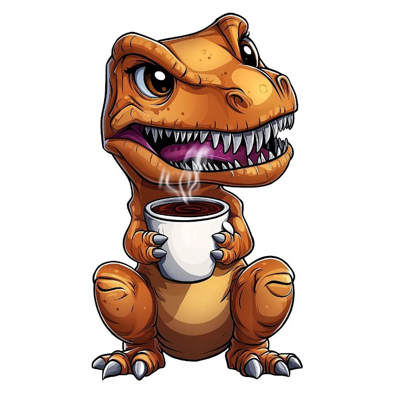 Morning grouch T-Rex Dino with coffee :)
