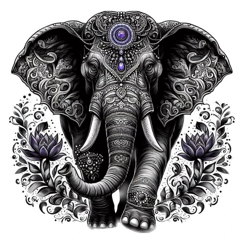 Éléphant avec coiffe