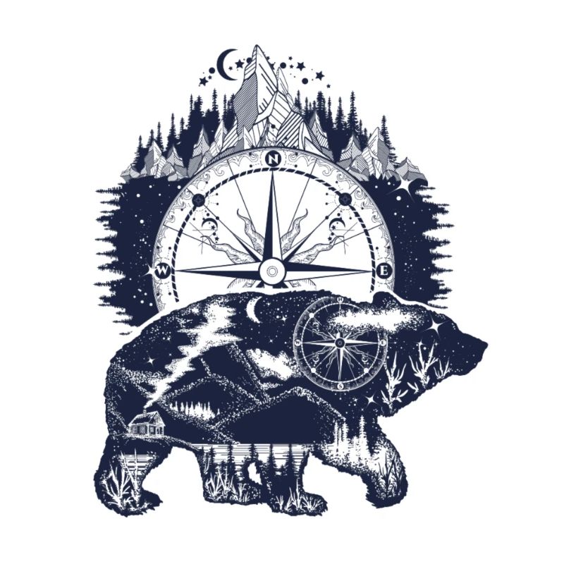 Bear and compass wildlife