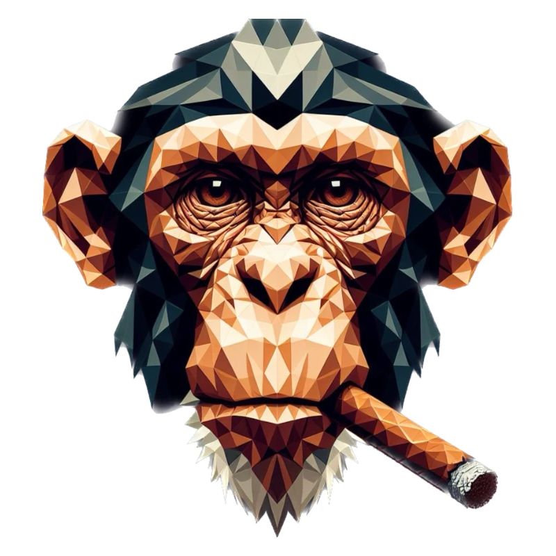 Ein Affe mit Zigarre im Polygon-Stil