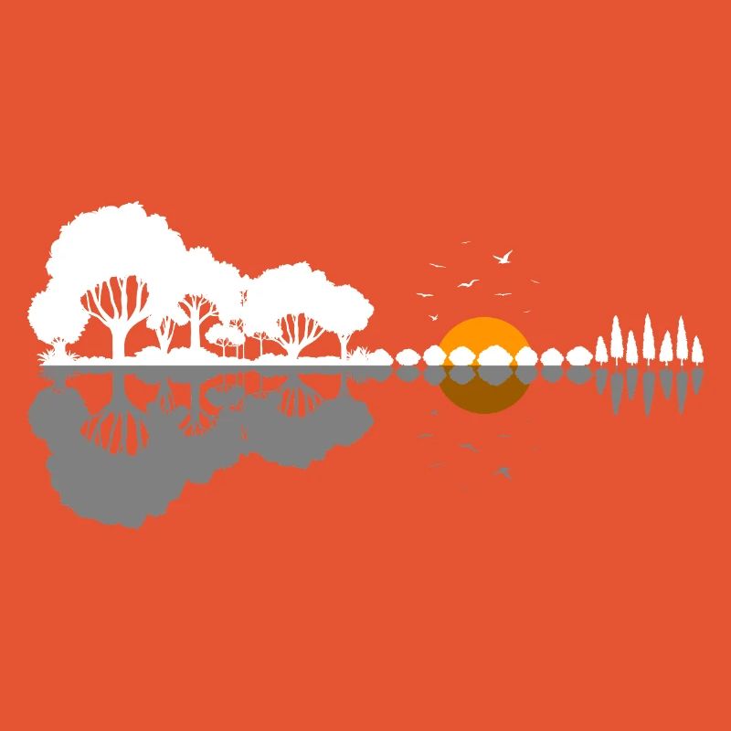 Guitar Nature Forest Trees Reflection Music Gift