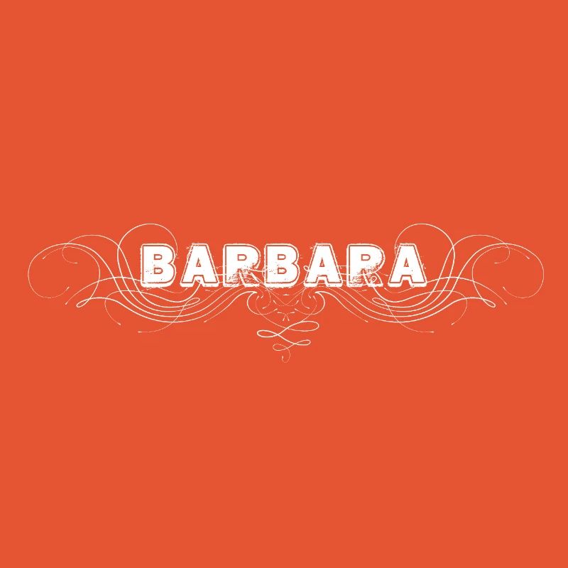 Lettrage BARBARA avec lignes décoratives