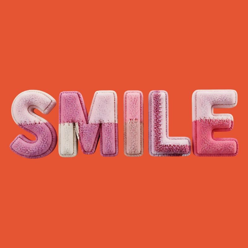 Plüsch Smile Schriftzug Patchwork Trend