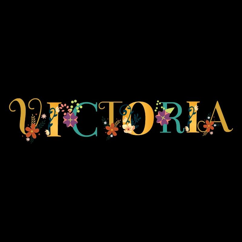 Art du nom VICTORIA avec fleurs brodées