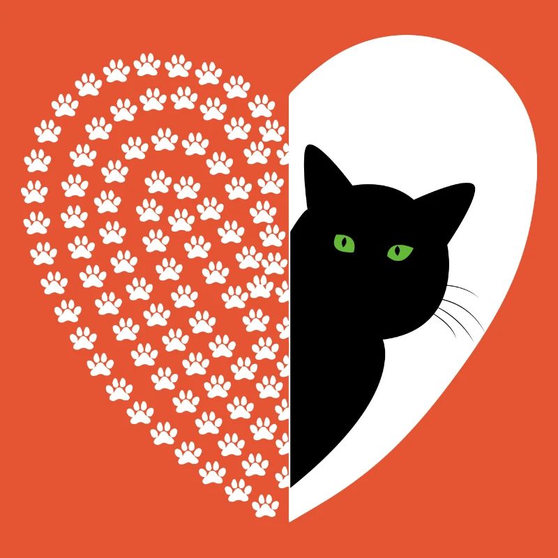 Schwarze Katze mit Blumenmuster