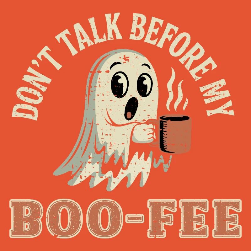 Spooky Ghost with Coffee Quote