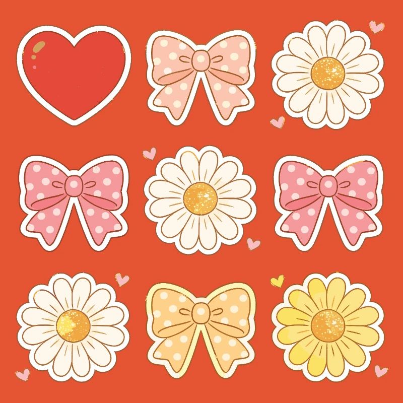 Pastel Daisy Bows Herzmuster