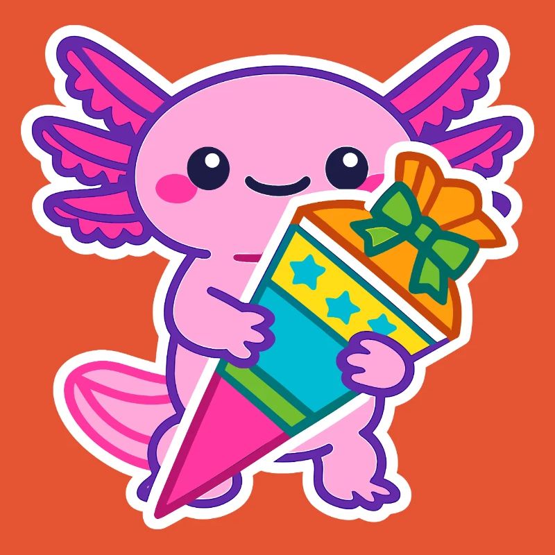 Endlich Schulkind süßes Axolotl zur Einschulung