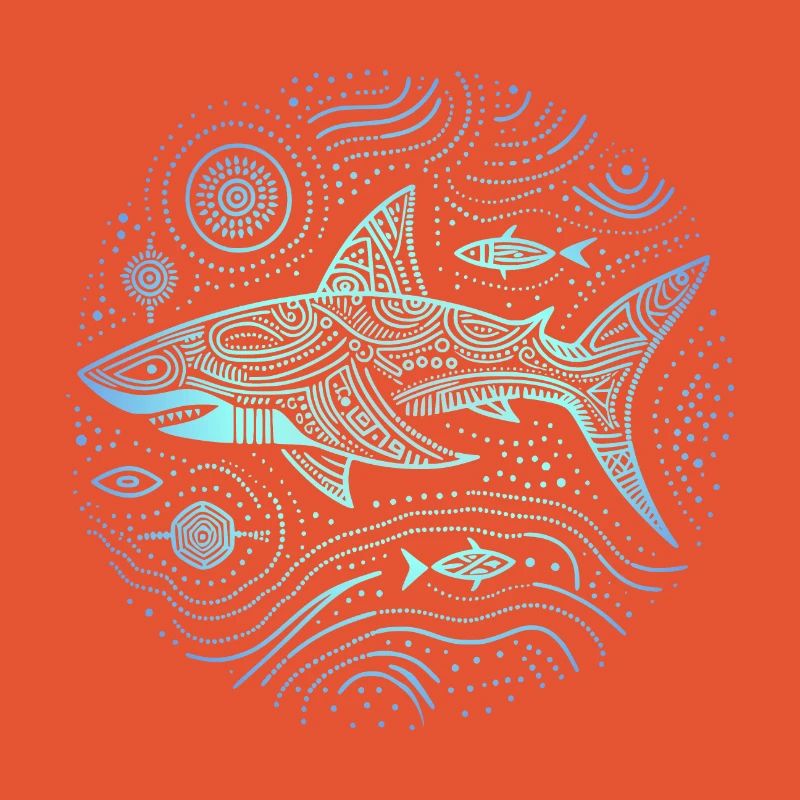 Shark Aboriginal Patterns Australia Shades Blue