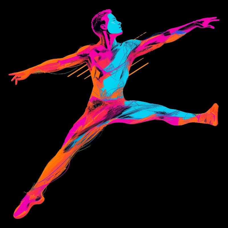 Männlicher Ballett Tänzer Synthwave