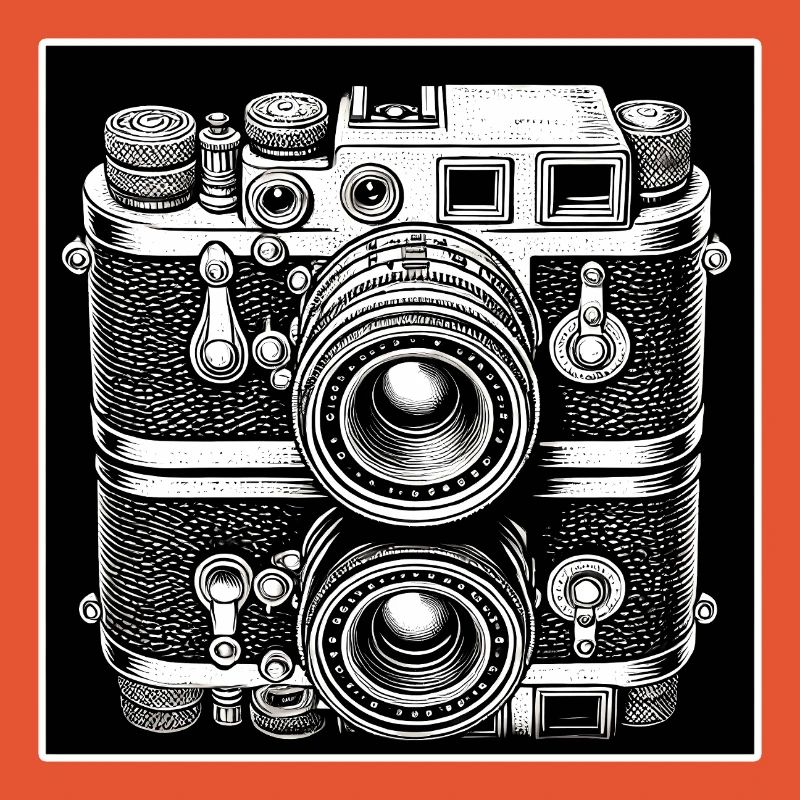 Vintage Camera Engraving Style