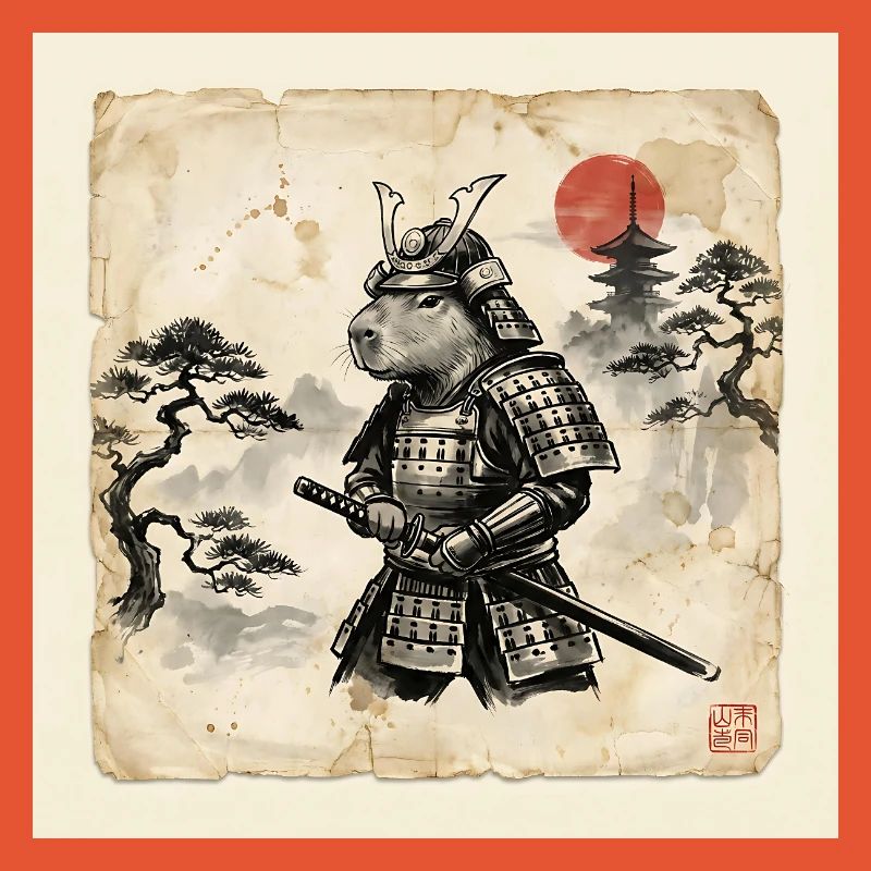 Capybara Samurai Japanese Warrior