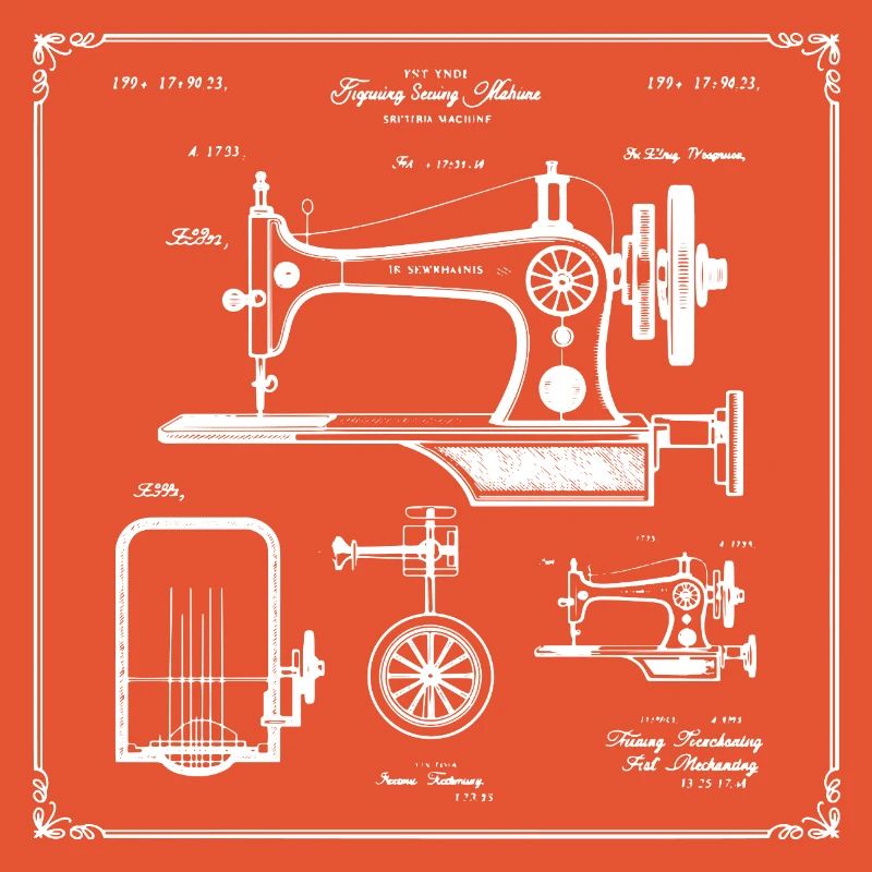 Plan de machine à coudre antique