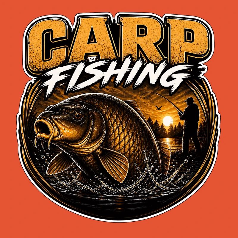 Pêche à la carpe Coucher de soleil – Conception de Big Carp Angler