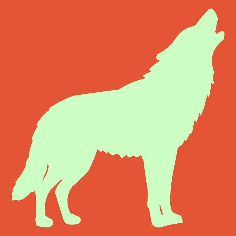Silhouette de loup vert néon