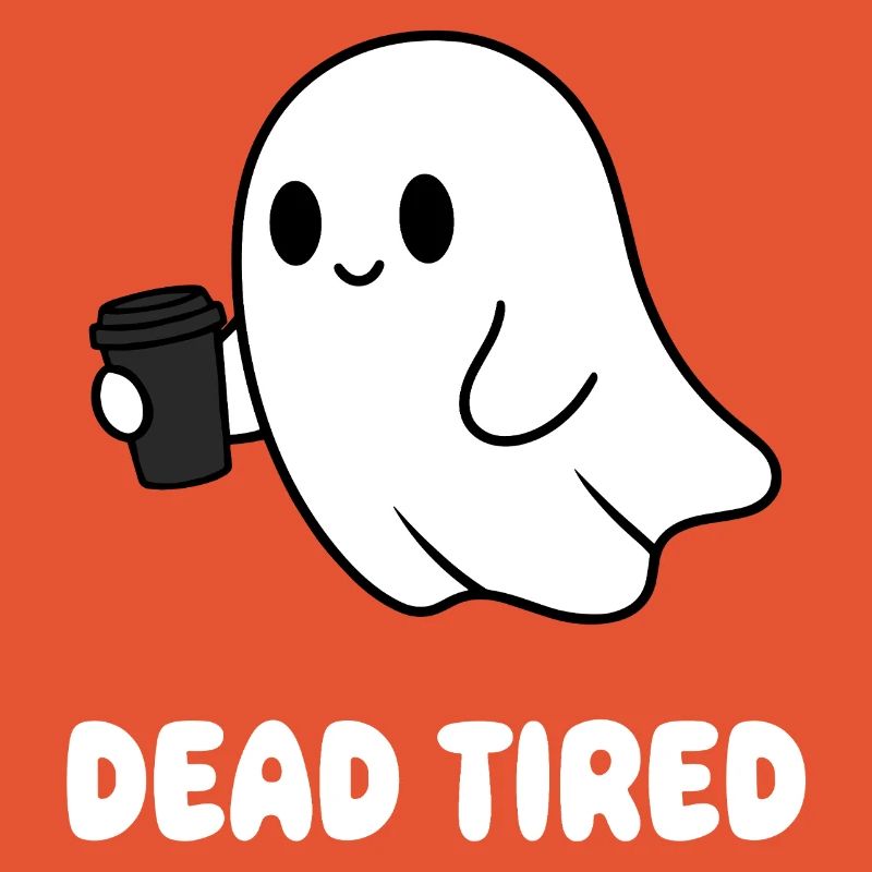 Coffee Ghost Tired Ghost with Mug