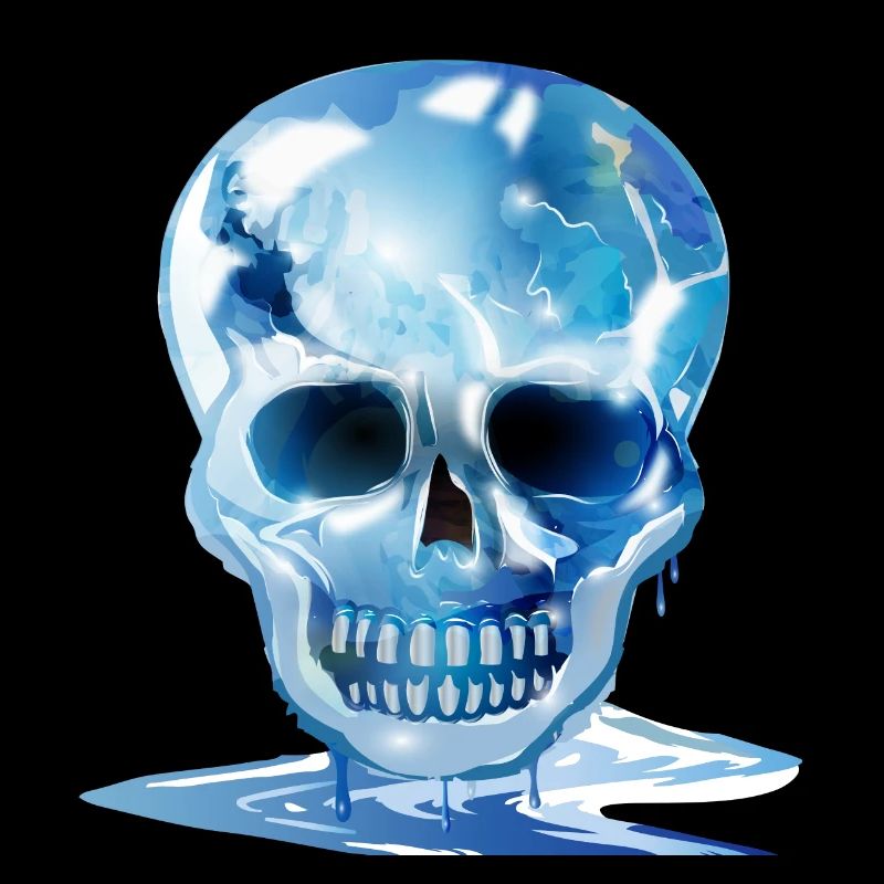 extravagant melting skull in ice colours
