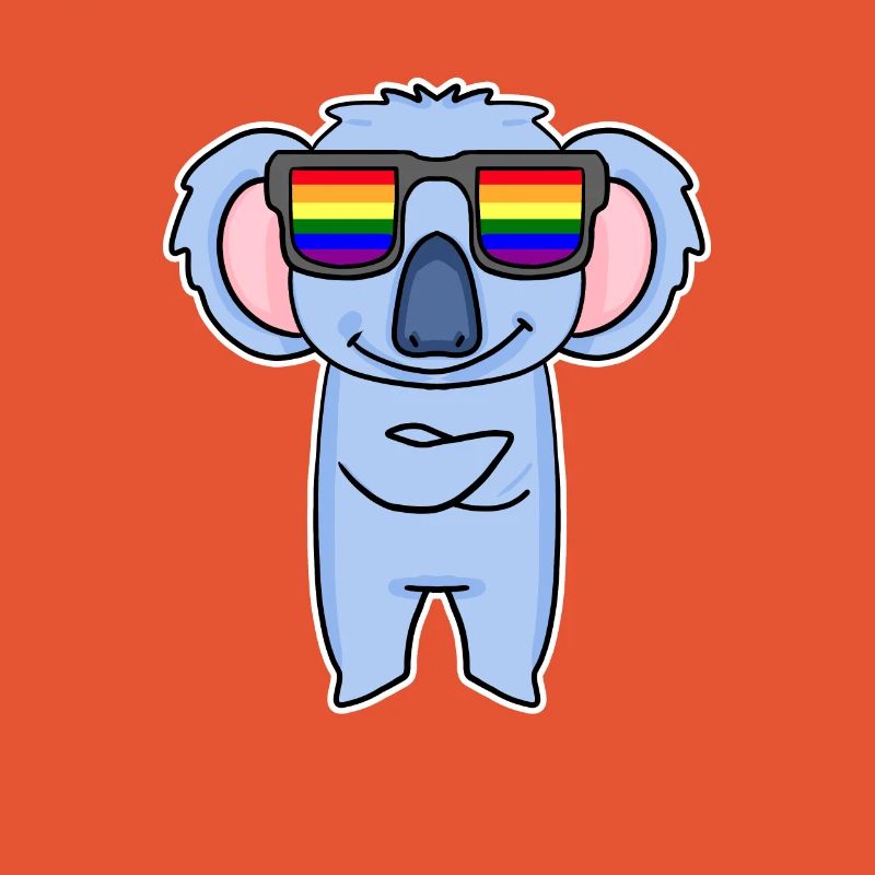 Rainbow - Koala with glasses