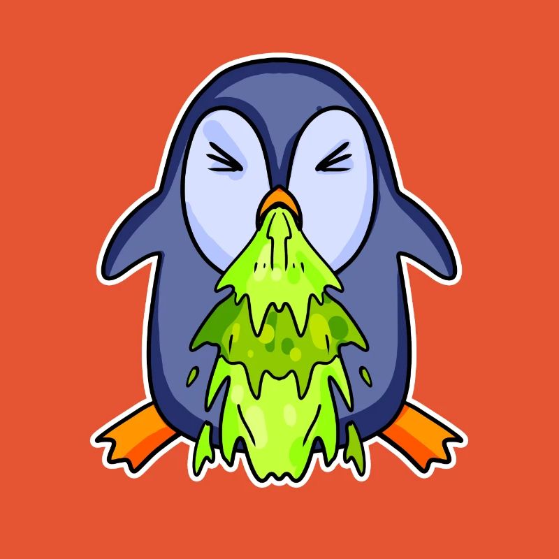 Penguin puking puke