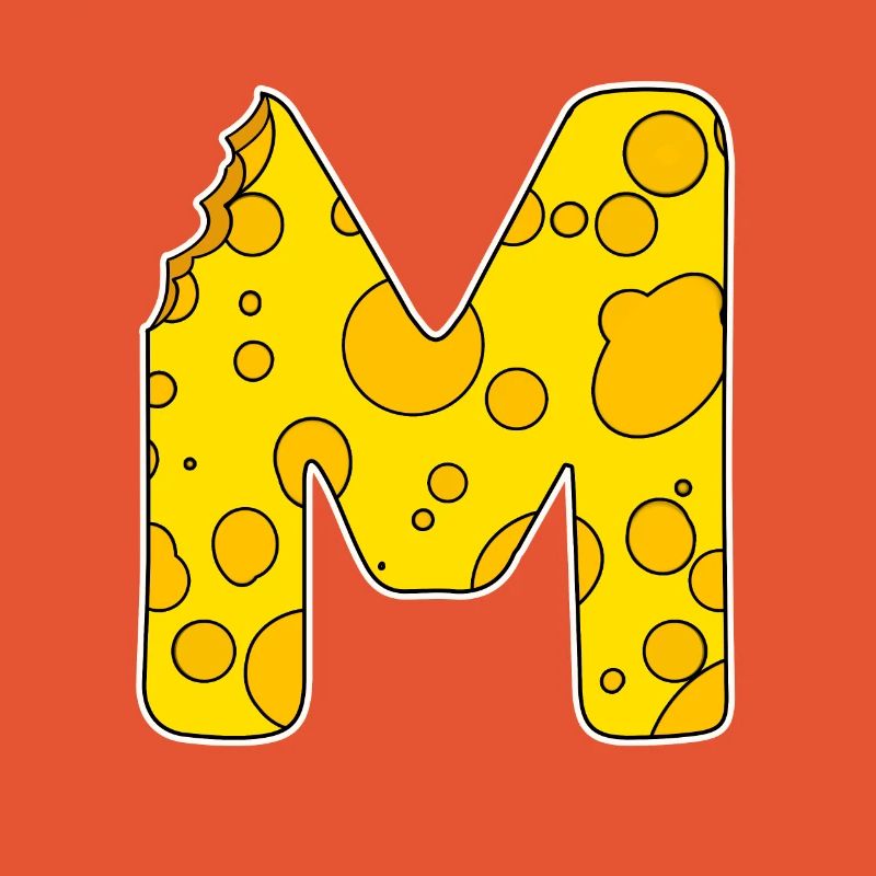 Buchstabe M - Anfangsbuchstabe M - Käse Motiv