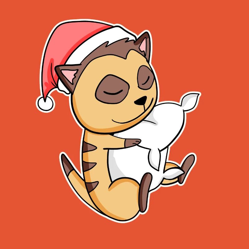 Suricate Mignon Fatigué Dormir à Noël