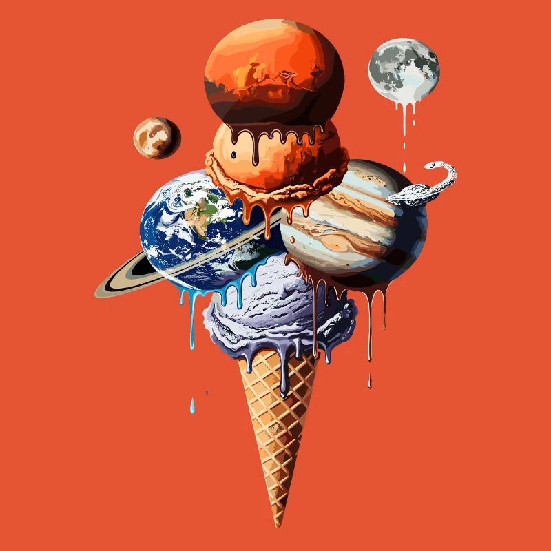 Planeten Eiscreme Waffel Kosmische Einskugel
